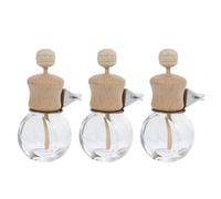 Vaguelly Glass Essential Oil Diffuser Bottles Rotatable Aroma Car Bottles 3pcs with Wooden Lids Suitable for Aromatherapy for Car Air Vent on Dressing Tables and Bookshelf
