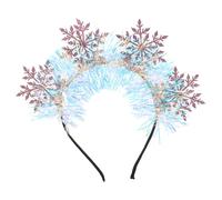 Vaguelly Glitter Snowflake Headband Lightweight Christmas Hair Accessory for Women and Decorative Xmas Headwear for Party and Festive Photo Props Pink Silver Design