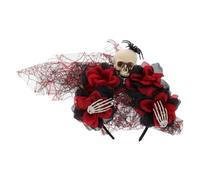 Vaguelly Gothic Floral Skull Headband with Veil Unique Halloween Hair Accessory for Costume Parties Comfortable Stylish Mexican Headpiece for Women for Festivals