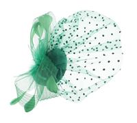 Vaguelly Green Wedding Bridal Hair Clip Peacock Tea Party Headwear Hat Flower Mesh Party Headwear
