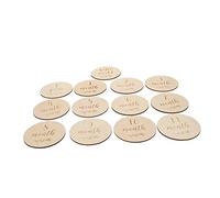 Vaguelly Growth Commemorative Card Set 13pcs Wooden Monthly Cards for Baby Photos