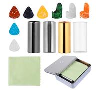 Vaguelly Guitar Brass Steel Guitar Slides Finger Cover Picks for Acoustic Guitars