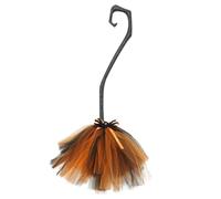 Vaguelly Halloween Cosplay Witch Broomstick Prop for Costume Party Orange Flying Broom Decor Accessory for Masquerade and Halloween Witch Outfit