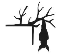 Vaguelly Halloween Door Corner Sign Black Wooden Right Angle Door Frame Decoration Tree Branch and Bat Sign for Corner Cabinet Shelf Window
