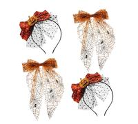 Vaguelly Halloween Pumpkin Hair Hoop with Orange Mesh Bow and Spider Web Clips Spooky Pumpkin Bowknot Headband for Fall Festival Party Photo Props and Thanksgiving Celebration