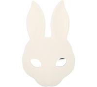 Vaguelly Halloween White Rabbit Mask, Paintable Kawaii Party Face Accessory | PU Plastic, Blank Surface for Paint, Lightweight Cosplay Prop for Adults, Indoor or Outdoor Parties