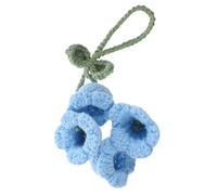Vaguelly Hand-crocheted Blue Lily Valley Car Hanging Ornament Cotton Thread Rearview Mirror Decor Unique Floral Car Accessories for Women Interior Decoration