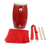Vaguelly Hand Drum for Adults Cowhide Waist Drum Drumsticks Shoulder Strap Sash Red Great for Celebrations Square Dances
