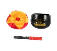 Vaguelly Handmade 3.5-inch Black Copper Singing Bowl with Mallet Mat, Yoga Meditation Sound Therapy Buddhist Singing Bowl for Mindfulness and Relaxation