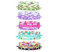 Vaguelly Handmade Beaded Bracelet Set with Beautiful Braid Design 3pcs for Women Featuring Bohemia Style Blue Beads for Festivals and Fairs