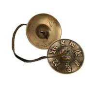 Vaguelly Handmade Copper Meditation Chime Cymbal Bell for Yoga and Religious Ceremony Sound Instrument with Six-character Pattern for Mindfulness and Positive