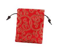 Vaguelly Handmade Tibetan Silk Brocade Drawstring Pouch Red 13x16 Cm Embroidered Jewelry and Coin Storage Bag Traditional Asian Fabric Organizer for Special Occasions