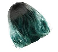 Vaguelly Highlight Wig Short Women Wig Hair Extensions Gradient Dark Green Cosplay Hairpiece