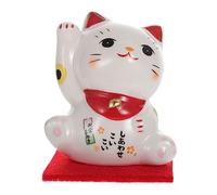 Vaguelly Home Decor 1pc Fortune Cat Modeling Ornament Ceramic Decor Car Cat Japanese Style Figurines Chinese Mini Animals Adorable Fortune Desk Porcelain White Ceramics