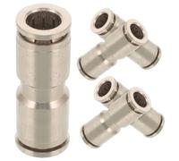 Vaguelly Hose Coupler Straight Coupling Air and Pneumatic Tools 5pcs Copper Push-to-Connect Fittings for Stable and Secure Connection, Easy Installation Silver Tube Connector