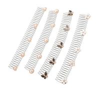 Vaguelly Invisible Hair 4pcs Set with Wide Comb for Wavy Hair Includes Black White Gold-edge Heart Gold-edge Flower and White Pearl Clips for Women’s Updo and Bangs Styling