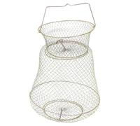 Vaguelly Iron Fish Cage Folding Crab Case Portable Fishing Accessory Spring Design and Large Capacity, Easy to Carry Fish Trap Basket for Sea and River Fishing