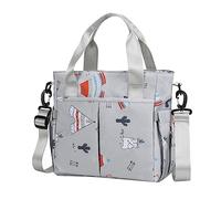 Vaguelly Large Capacity Diaper Bag and Expectant Mummy Bag with Bottle Insulation for Stroller Use, Waterproof Gray Cartoon Design, Multi-Function Organizer for Mothers and Babies