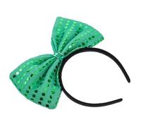 Vaguelly Large Sequins Bowknot Hair Hoop for Women Elastic Decorative Headband with Soft Flexible Band Vibrant Green Fabric Accessory to Secure Hair Stylishly for Parties and Everyday Wear