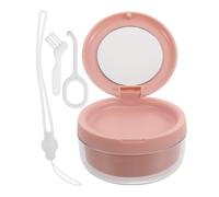 Vaguelly Leakproof Denture Case with Mirror with Brush and Removable Strainer Basket, Portable Abs and Silicone Retainer Container and Leakproof Seal Lid for Travel and Meal Outings