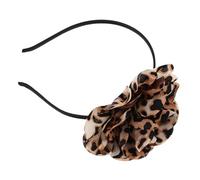 Vaguelly Leopard Print Headband with Large Flower Detail Thin Band Hair Wrap for Women and Exotic Animal Print Accessory for Everyday Party Travel Stylish and Sweet Hairband