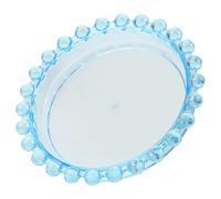 Vaguelly Light Blue Clear Jewelry Dish Nail Art Mixing Palette with Beaded Edge Transparent Gemstone Display Tray for Organizing Rhinestones Crystals Beads and Nail Art Accessories