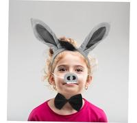Vaguelly Little Donkey Headband Donkey Fancy Dress Party Cute Fluffy Animals Tail Prop Grey Iron Wire