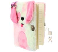 Vaguelly Lockable Plush Notebook, A4 Refillable Diary with Soft Cartoon Cover and Key, Secret Journal Suitable for School and Travel