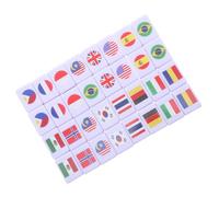 Vaguelly Mahjong Tile Game Set for Coffee Table Entertainment Two Player Board Game 64pcs with Flag Pattern Portable Melamine Suitable for Ages and Couples
