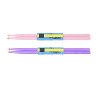 Vaguelly Maple Drum Sticks 2 Pairs Pink and Purple Percussion Instrument Sticks Lightweight Slip-Resistant Wood Drumsticks for Beginners Children