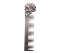Vaguelly Men's Compact Skull Beard Comb Zinc Alloy Hair Comb Styling Tool Portable Pocket Design