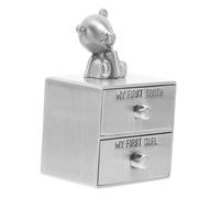 Vaguelly Metal Baby Tooth Keepsake Box for Newborns Fetal Hair and First Tooth Storage Organizer with Drawer Vintage Tin Color Keepsake Container