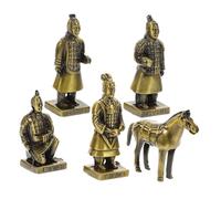 Vaguelly Metal Terracotta Warriors Statue Alloy Figurine Small Desktop Decoration Indoor Chinese Decor for Living Office