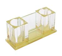 Vaguelly Mic Stand Microphone Holder Acrylic Tabletop Golden with 2-slot Design Preventing Upside down Position Sturdy and Sturdy for Ktv and Wireless Microphones