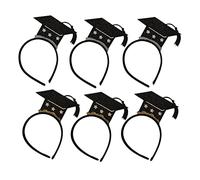 Vaguelly Mini Graduation Headband 6pcs Glitter Doctor Hat Hair Accessory Gold Silver Mini Party Headwear Graduation Party Favour Supplies
