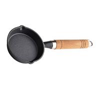 Vaguelly Mini Iron Skillet with Wood Handle, Black Non Stick Breakfast Pan | Butter Melting and Easy Sauce Pouring, Wear Resistant Base, for Eggs, Restaurant Use and Rv Owners