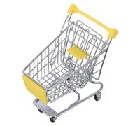 Vaguelly Mini Metal Shopping Cart with Wheels Pretend Grocery Trolley for Dollhouse Smooth Rolling Handcart with Openable Seat and Rear Net for Storage and Role Play