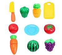 Vaguelly Mini Vegetable Fruit Play Kitchen Food 10-Piece Plastic Set Boys and Girls Pretend Cutting Fruit Vegetable Educational Toy Play Food for Children