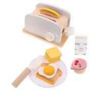 Vaguelly Mini Wooden Bread Maker with Jam and Toast Accessories Pretend Play Kitchen for Dollhouse Breakfast Role Play Imaginative Preschooler