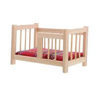Vaguelly Mini Wooden Dollhouse Crib Bed for Tiny Spaces Imaginative Play and Decoration Miniature Bed Accessory for Dollhouse Furniture Collection and Cozy Bedroom Scenes