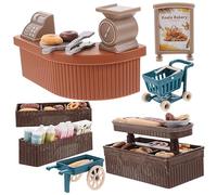 Vaguelly Miniature Bakery Ornament with Realistic Milk Bread Cart and Wear Resistant Dollhouse Decoration for Tiny House Scenes and Pretend Play Food Accessories