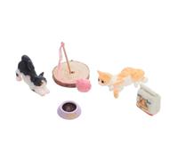 Vaguelly Miniature Cat Playset with Realistic Kitten Figurines for Dollhouse and Outdoor Scenes Portable Lightweight Micro Landscape Ornaments for Creative Role-playing and Family Fun