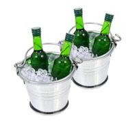 Vaguelly Miniature Dollhouse Buckets Set with Ice Cubes and Beer Bottles Bar Accessories for Fairy Garden Decor and Creative Display Compact Collectible Props for Imaginative Play