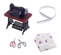 Vaguelly Miniature Sewing Machine Dollhouse Accessories 1 12 Scale Vintage Model Set 5Pcs Realistic Mini House for Dollhouse Scene