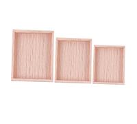 Vaguelly Miniature Wooden Tray Set 3pcs Dollhouse Accessories 1/12 Scale Beech Colour Handmade Small Medium Large Rectangular Trays for Mini Food Storage and Kitchen Decor