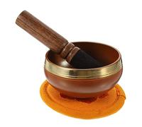 Vaguelly Nepal Handmade Orange 8cm Tibetan Singing Bowl Meditation Set Copper Sound Bowl, Mallet, and Colorful Cushion for Yoga and Buddhist Chanting
