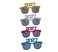 Vaguelly New Year Party Glasses with Comfortable Fit and No Vision Distraction, Abs Material 4pcs Photobooth Props Festive Eyewear for Birthday Photo Booth and Graduation Events