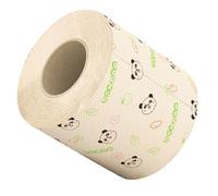 Vaguelly Panda Print Bamboo Pulp Toilet Paper Roll Natural Color Cute Pattern Novelty Bathroom Tissue Bamboo Paper Towels for Home and Toilet Use