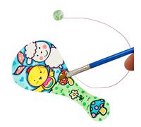 Vaguelly Pcs White Billet Wooden Racket Unfinished Fraternity Paddle Ball Wooden Lids Toy for Kids Easter Stocking Stuffer Bat and Ball on Elastic Wood Decor Toys Painted Crafts Toddler