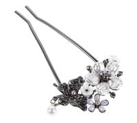 Vaguelly Pearl Bridal Hair Pins Elegant U Shaped Floral Hair Accessories with Durable Grip for Weddings Proms Everyday Wear Classic Black Finish for Women